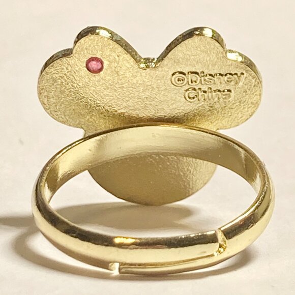Vintage Disney Minnie Mouse Ring Size 7 8 Pink Bow Signed Adjustable Enamel - Picture 7 of 12